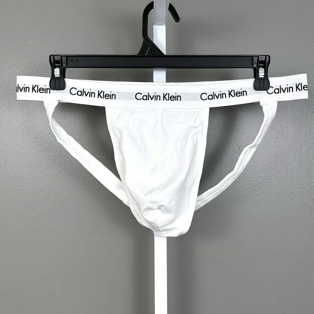 Calvin Klein Jock Strap Men's Size 2XL XXL Cotton Blend Logo Waistband White